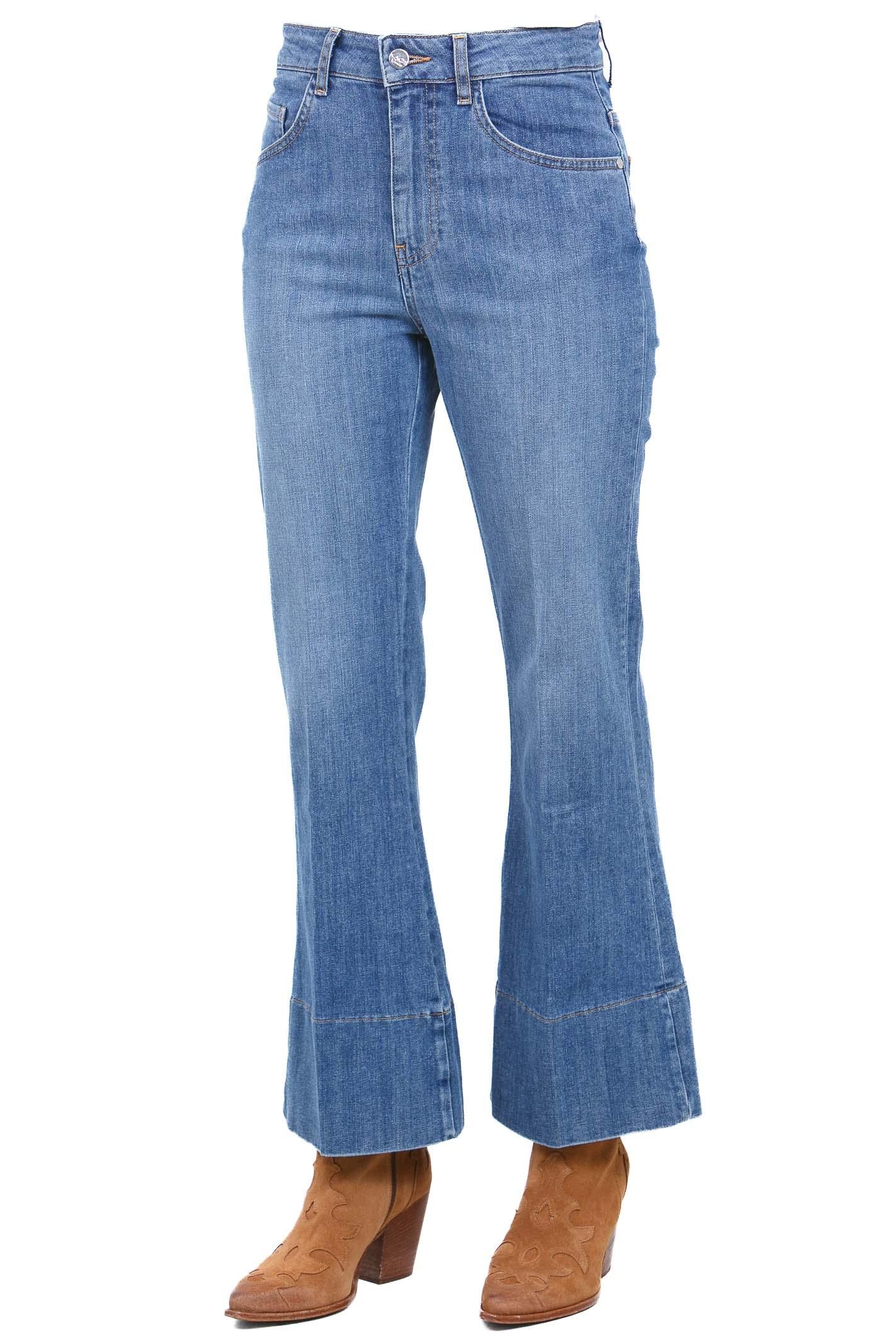 KAOS Jeans Cropped a Zampa Lavaggio Medio Kaos Jeans Denim medio SP6MG015 3019 