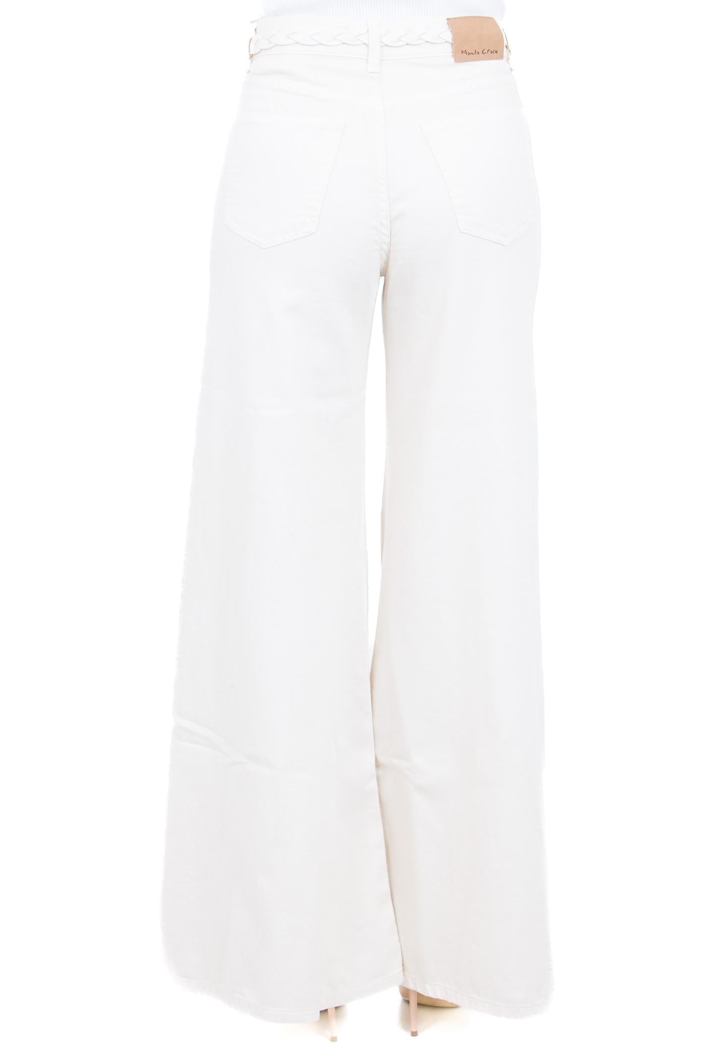 MANILA GRACE  Pantaloni Avorio J322CU MA148 
