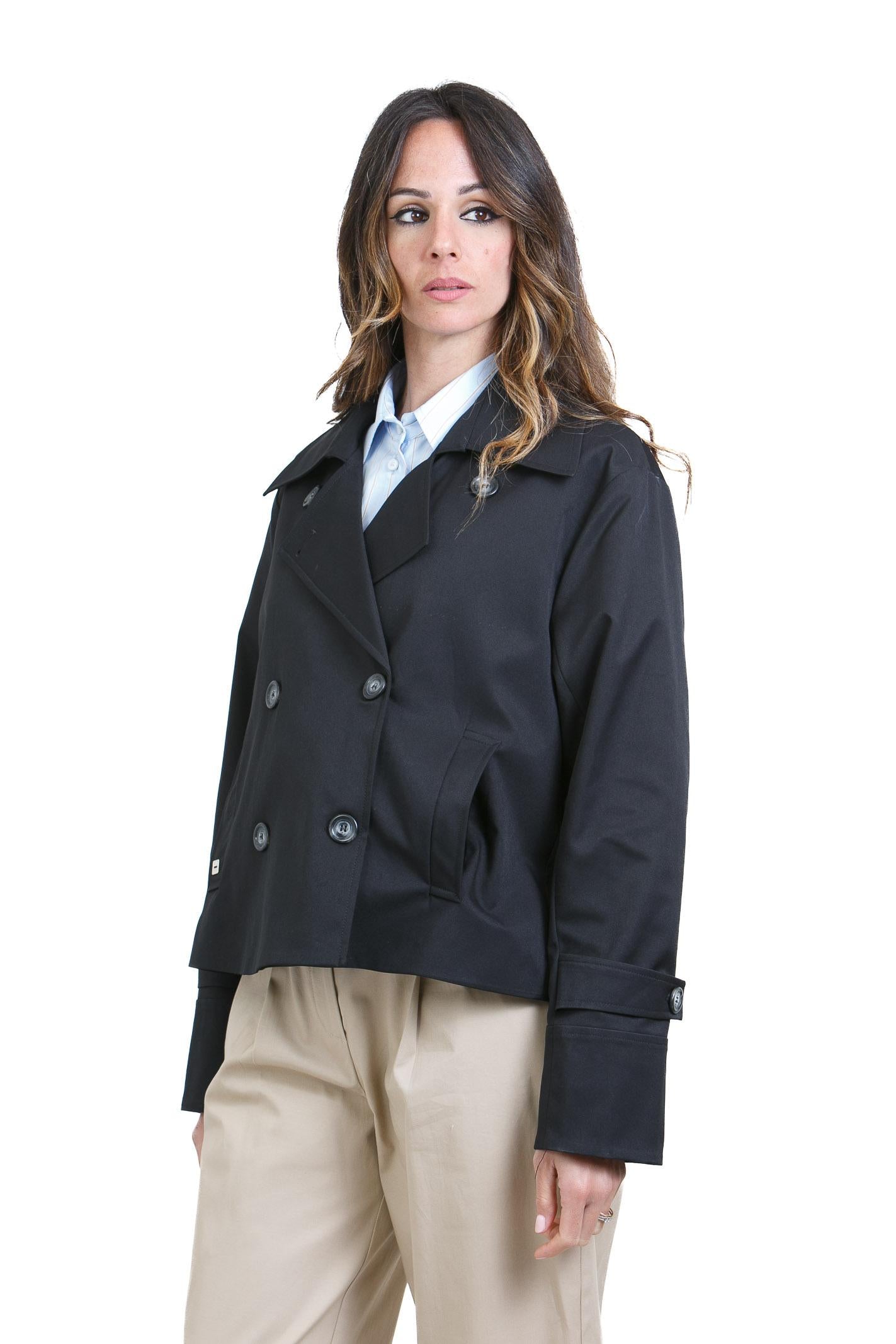 MANILA GRACE  Trench Nero K082PU MA001 