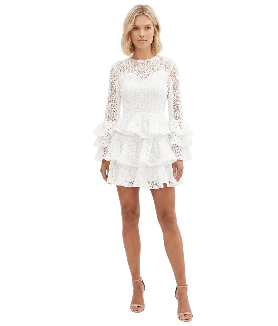 ACTUALEE Abito a balze ricamato Abiti White AB4080 WHITE 