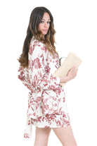 SEMICOUTURE Kristi kimono in lino, maniche 3/4 Kimoni Ecru/barolo KRISTI-S6SS5 FLW65 
