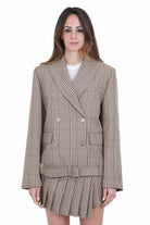 SEMICOUTURE Blazer Christina Principe di Galles con cintura Blazer Juta/cr CHRISTINA-Y6SI54 PDG07 