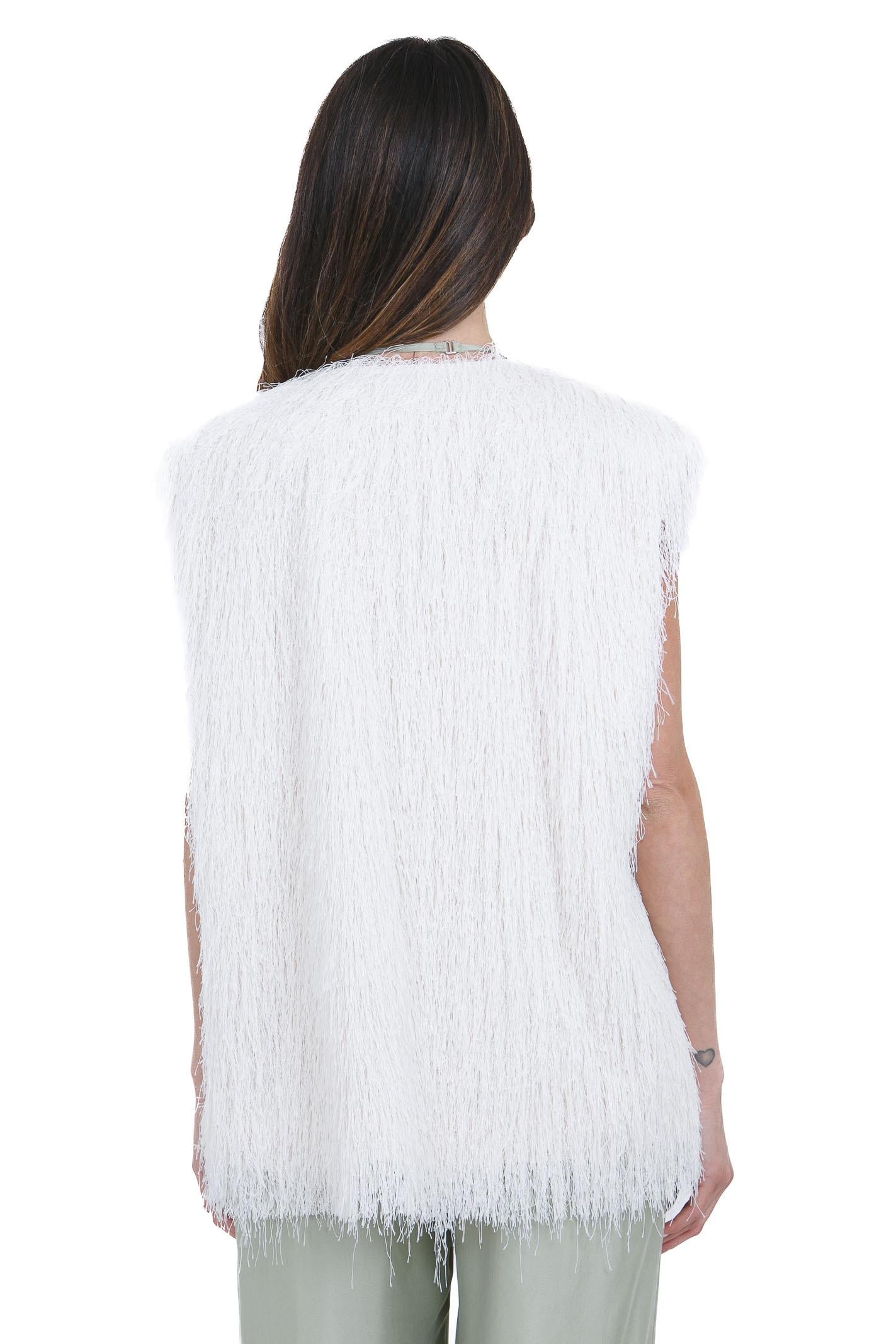 ALYSI Gilet lungo fringes Gilet Meringa 116812-P6058 MERIN 