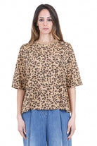 SEMICOUTURE Neva t-shirt stampa leopardo T- Shirt Leopardo NEVA-Y6SJ06 MAC27 