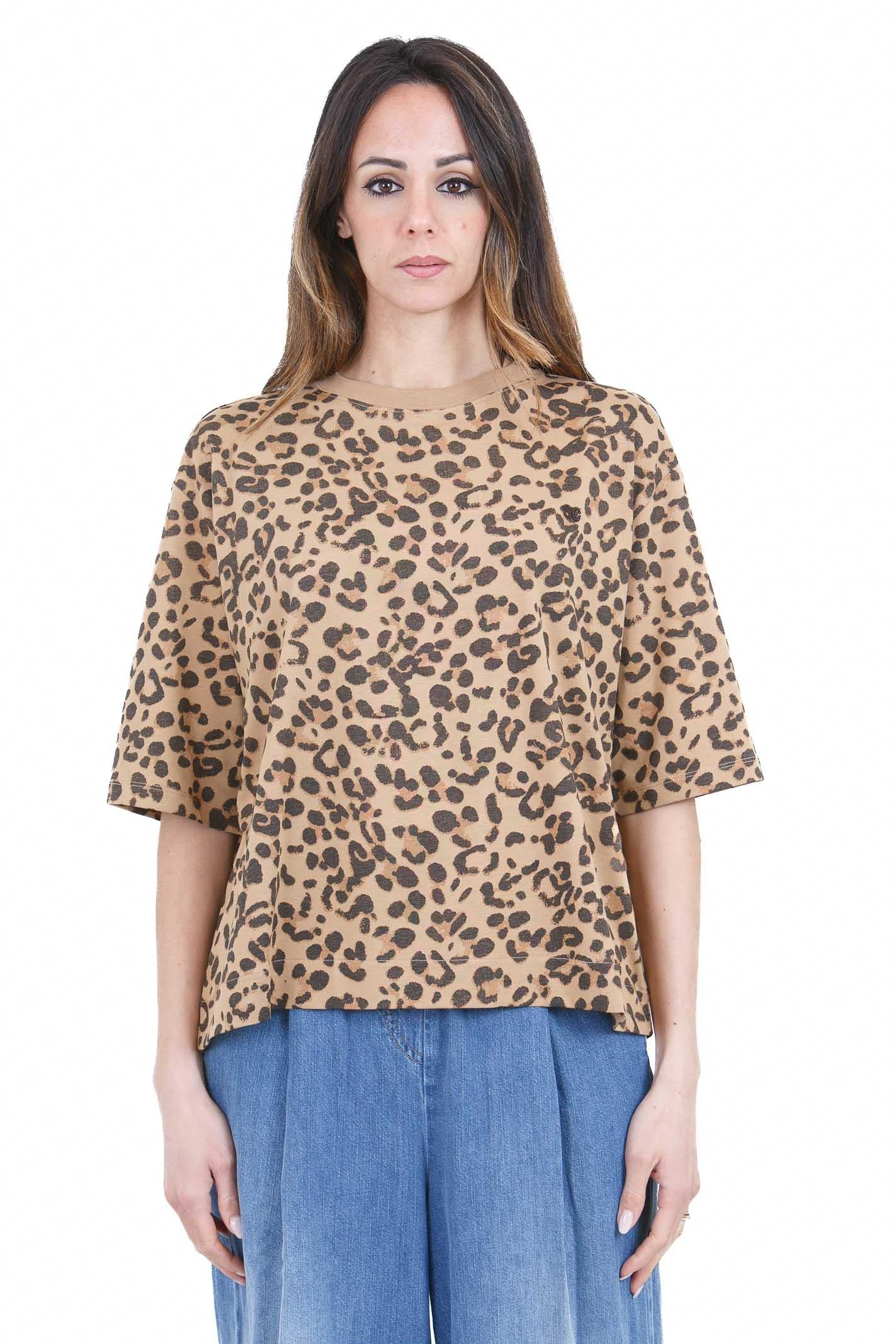 SEMICOUTURE Neva t-shirt stampa leopardo T- Shirt Leopardo NEVA-Y6SJ06 MAC27 