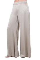 KAOS Pantalone Palazzo in Satin Fluido Fango Kaos Pantaloni Kaki SPJAR001 5021 