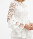 ACTUALEE Abito a balze ricamato Abiti White AB4080 WHITE 