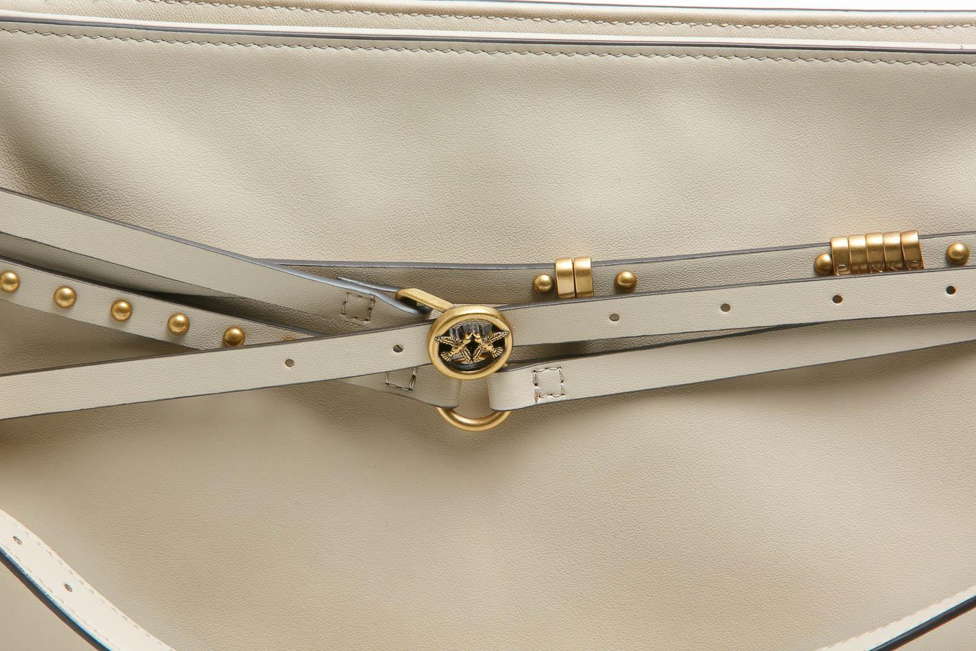 PINKO Borsa a spalla media Belt Bag in pelle Borse Beige/grigio/gold 106176-A0QO-BELTBAG C50Q 