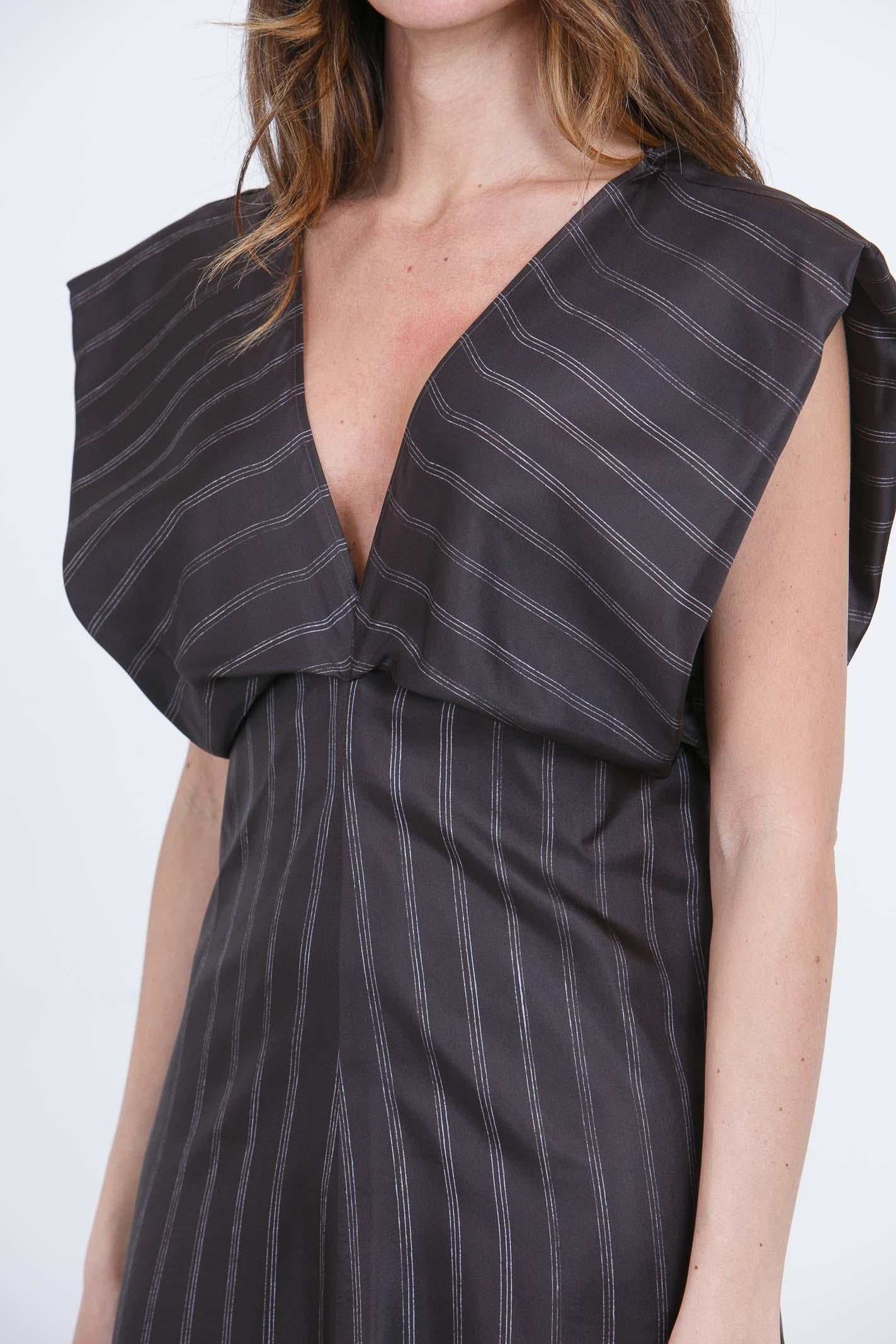 ALYSI Abito pinstripes scollato dietro Abiti Choco 116319-P6063 CHOCO 