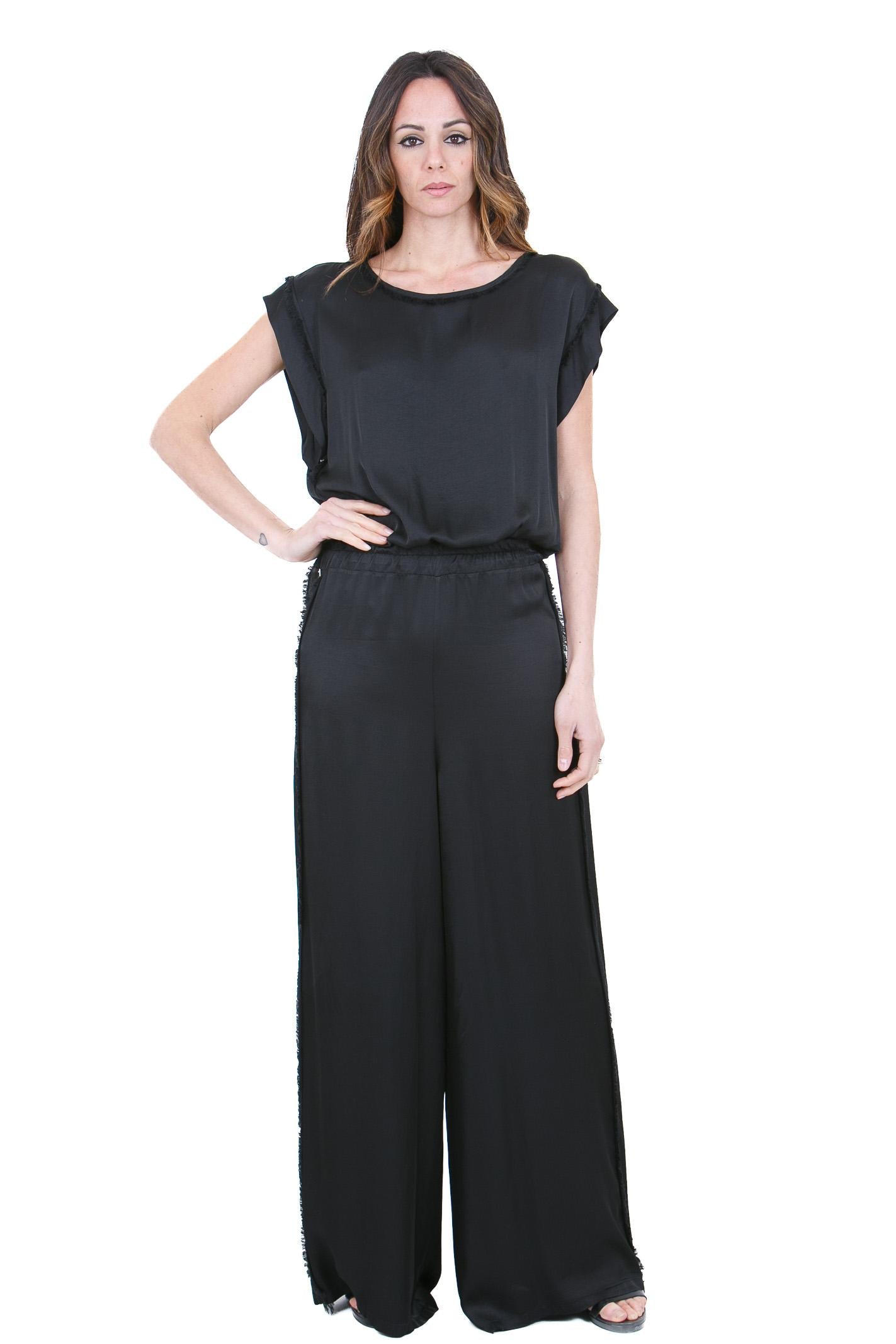 MANILA GRACE  Pantaloni Nero P175VU MA001 