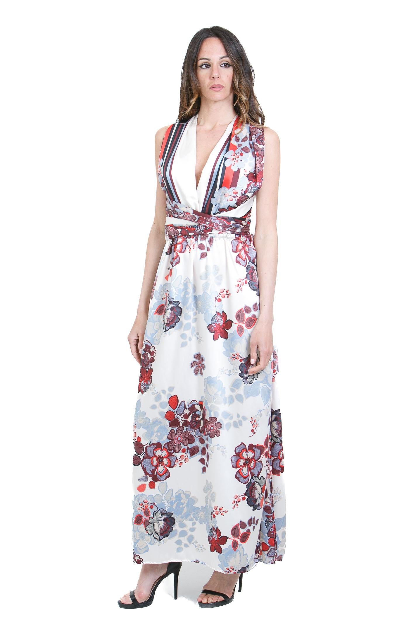 SIMONA D. Abito Lawa con stola<BR/> Abiti Fiori LAWA/STOLA FIORI 