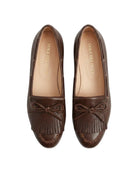 DUCCIO DEL DUCA Mocassino con frangia e fiocco in pelle<BR/> Scarpe Ebano DD136 FRIDA 