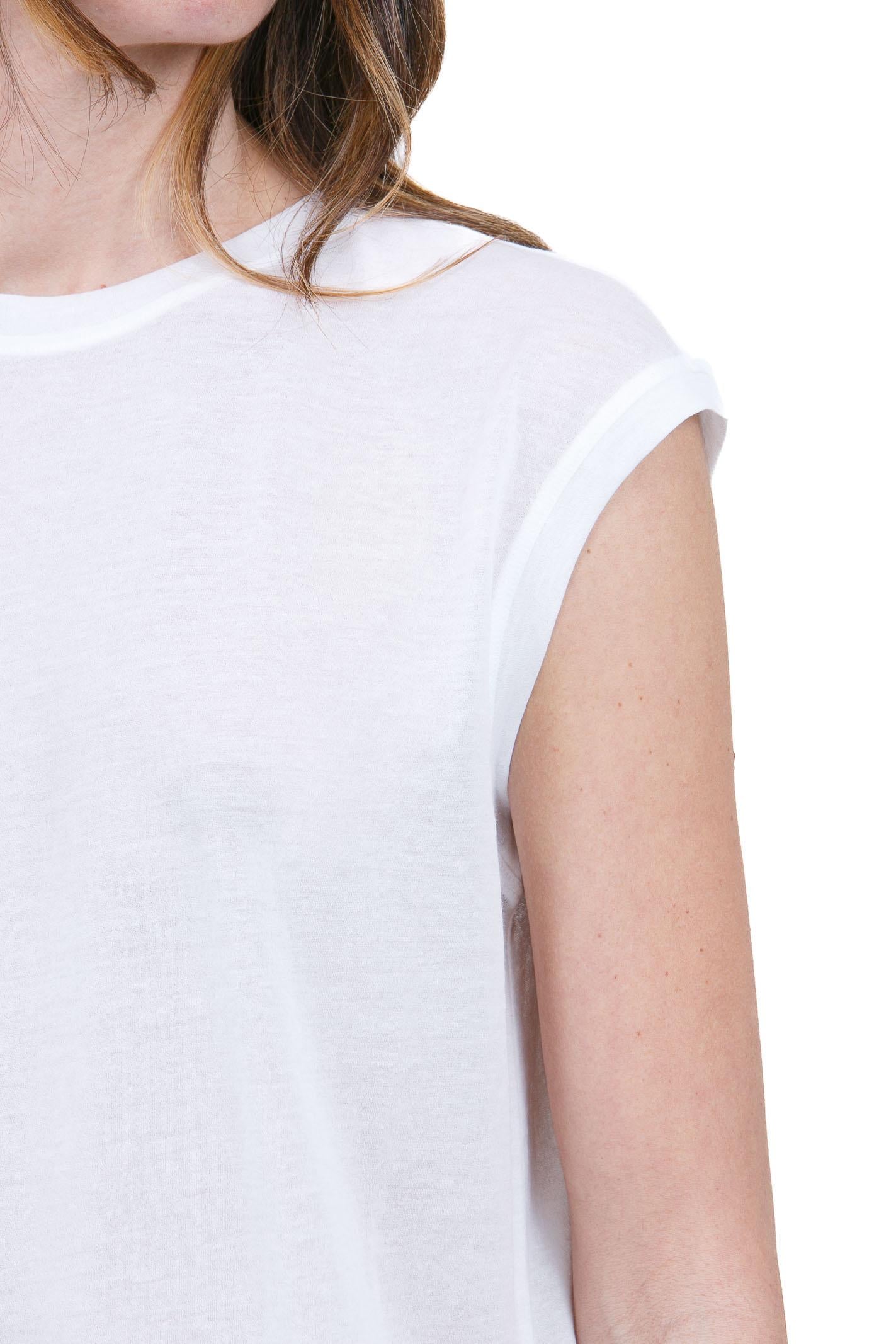 SEMICOUTURE Jazimn canotta manica aletta in jersey organzino<BR/> Canotte Bianco ottico JAZMIN-S6SJ30 A03-0 