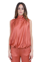 SEMICOUTURE Top Eugenia in satin Top Dattero EUGENIA-Y6SM04 U03-0 