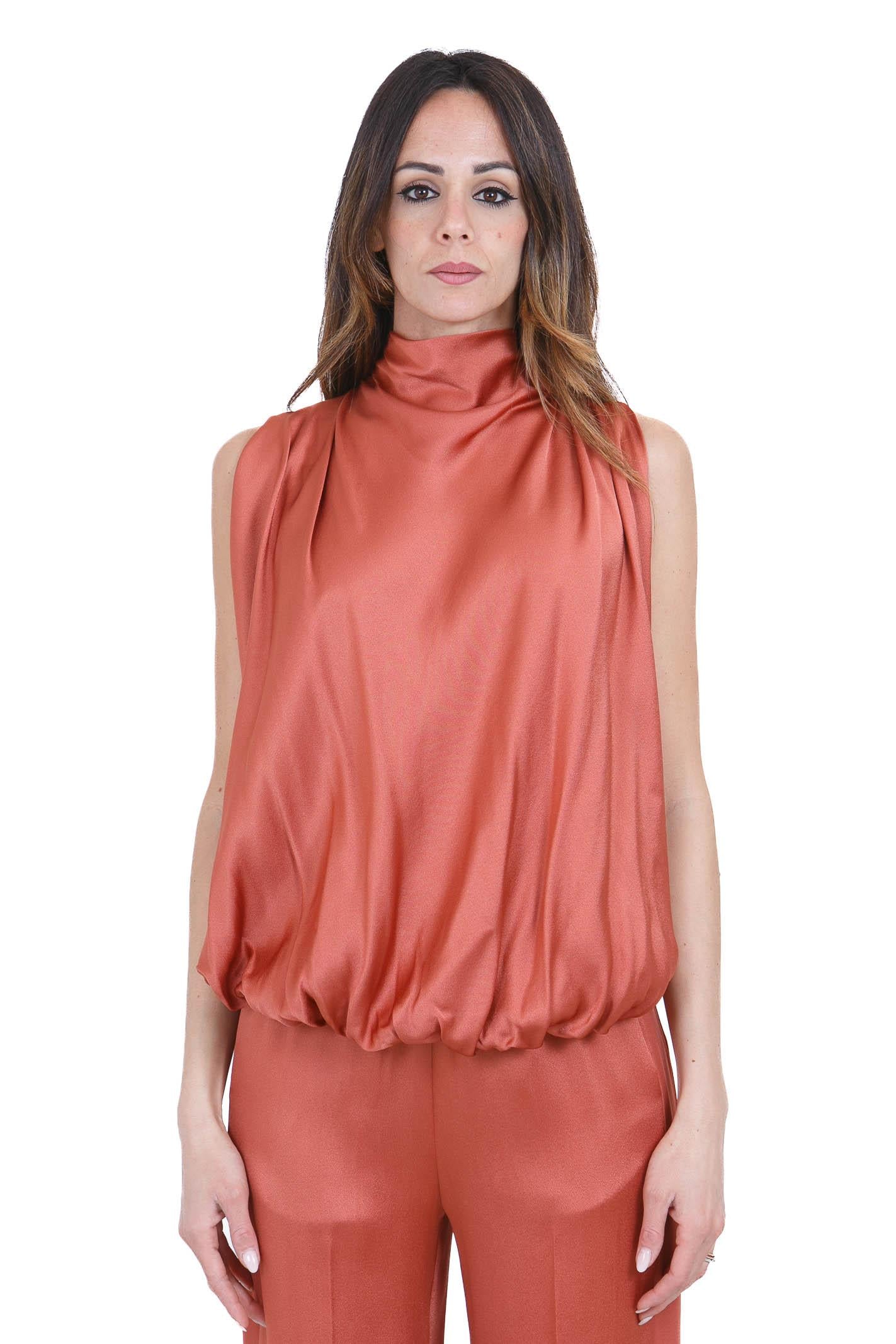 SEMICOUTURE Top Eugenia in satin Top Dattero EUGENIA-Y6SM04 U03-0 