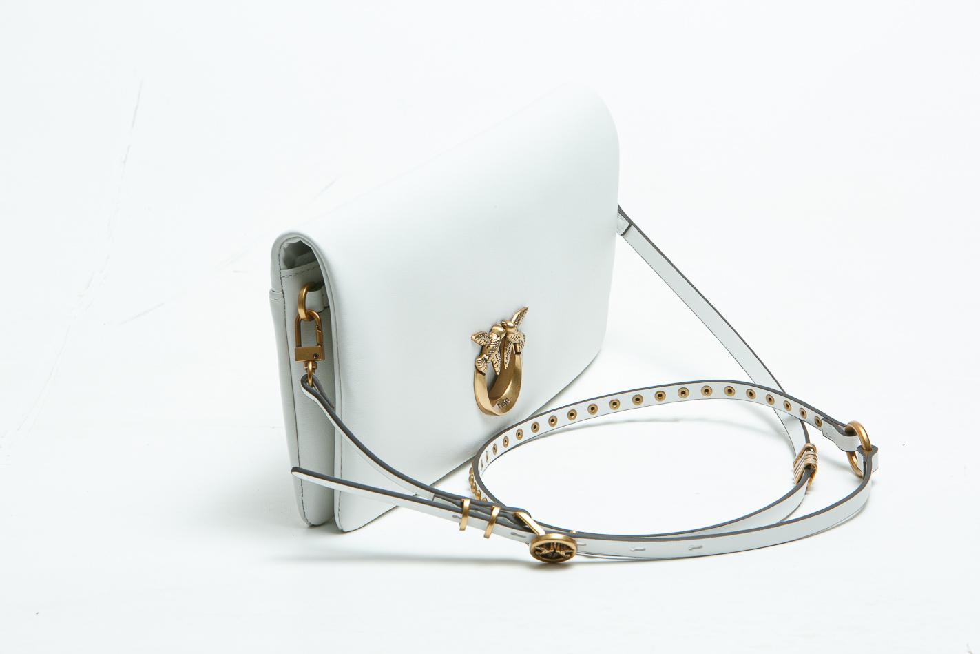 PINKO Pochette a tracolla media Love Bag Click Soft Horizontal in pelle Borse Bianconembo/gold 106022-A0QO-CLICK SOFT Z15Q 