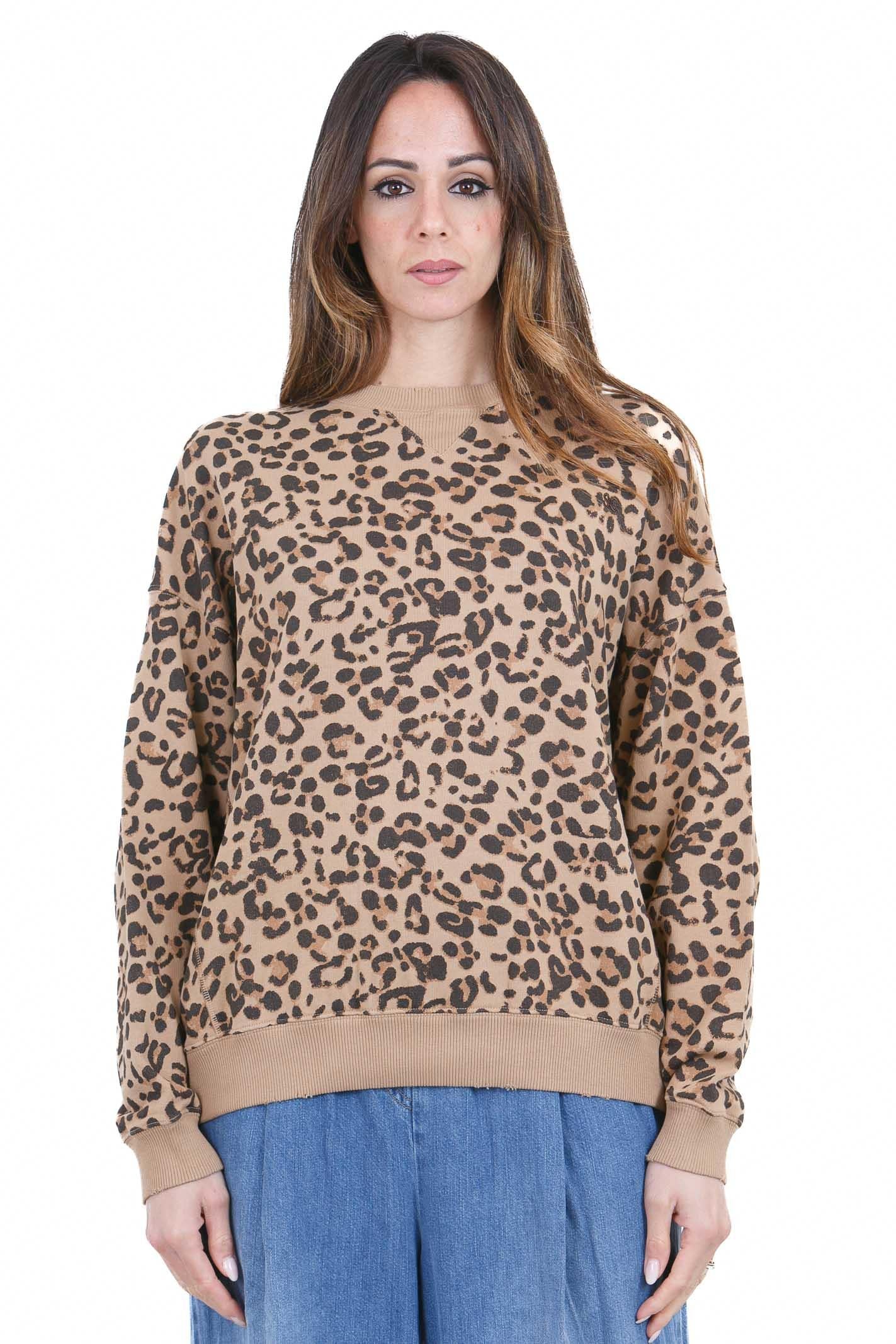 SEMICOUTURE Felpa Deiene stampa leopardo Felpe Leopardo DEIENE-Y6SP07 MAC27 