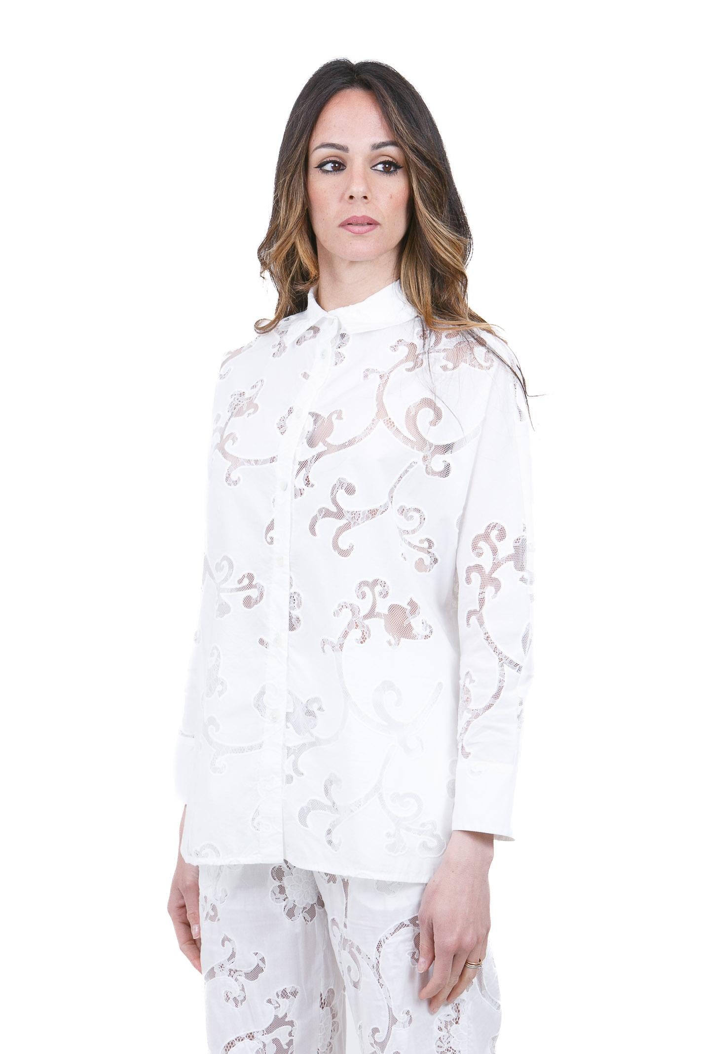 SEMICOUTURE Tiffany camicia ricamata<BR/> Camicie Bianco ottico TIFFANY-S6SL05 A03-0 