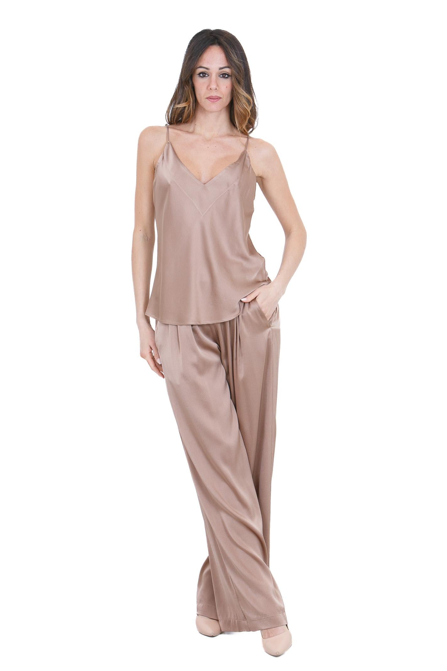 FORTE FORTE Pantalone in raso di seta con elastico Pantaloni Noce 14582MYPANTS 3002 