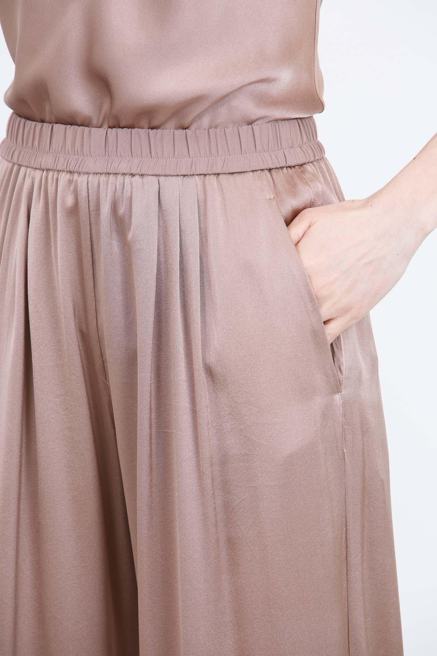 FORTE FORTE Pantalone in raso di seta con elastico Pantaloni Noce 14582MYPANTS 3002 