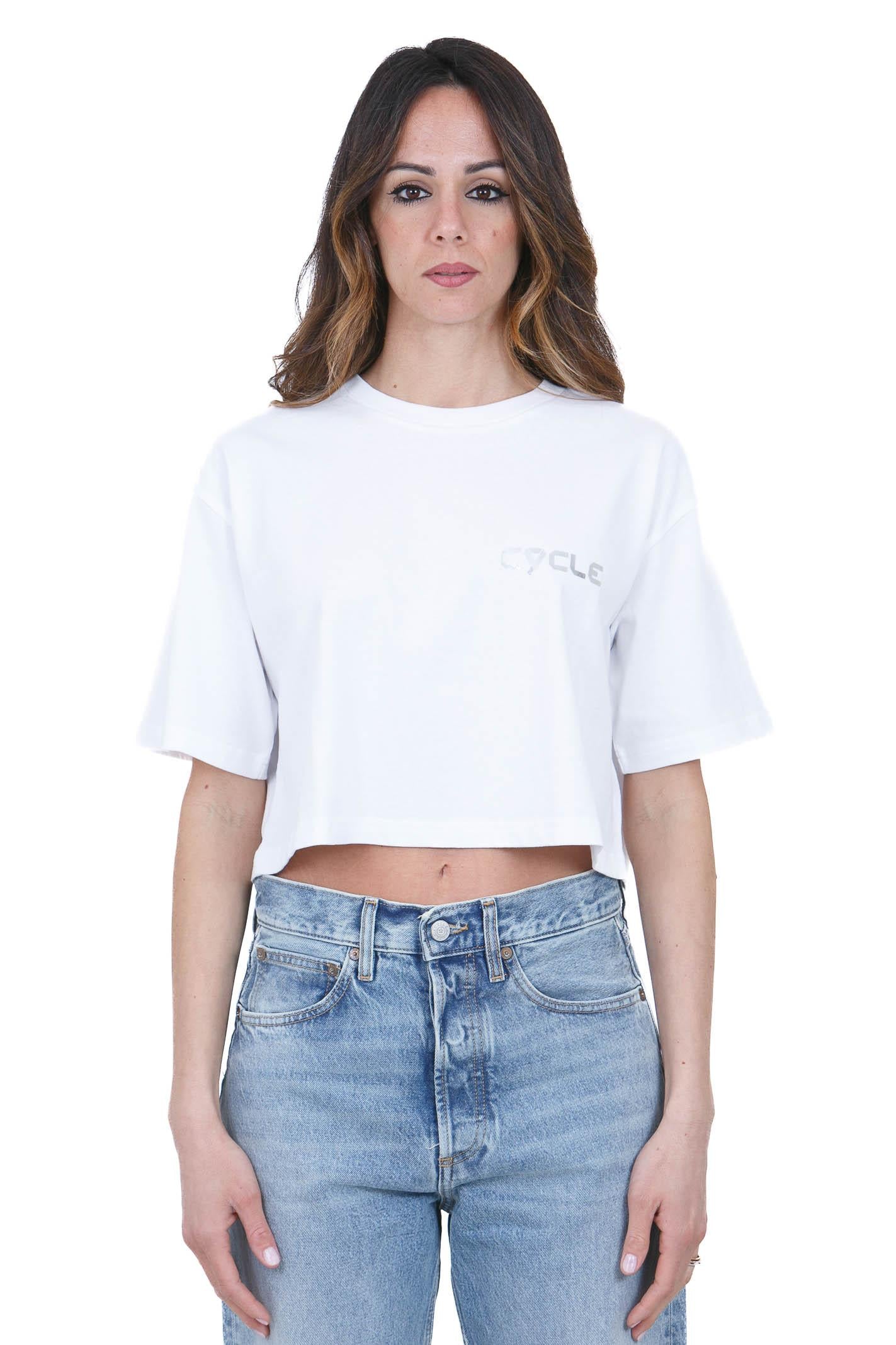 CYCLE T-shirt Ariel boxy fit con logo stampato T- Shirt White/silver ARIEL-362MC04 0144 