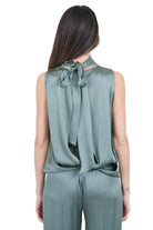 SEMICOUTURE Top Eugenia in satin Top Verde marea EUGENIA-Y6SM04 S29-1 