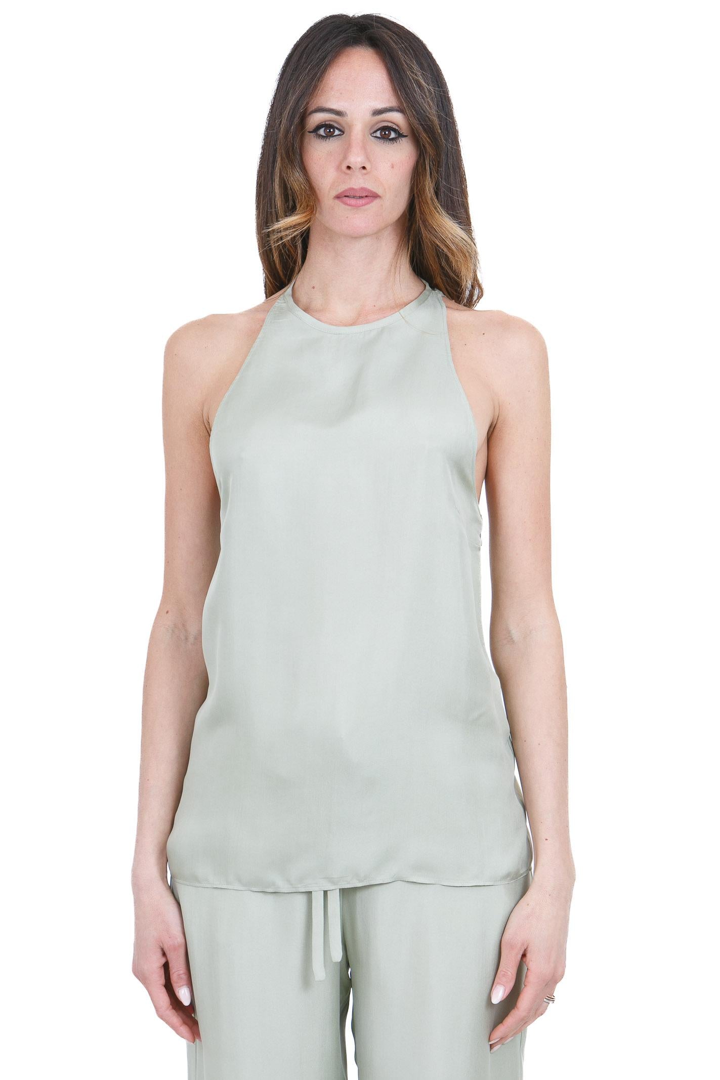 ALYSI Top scollato dietro in twill enzimnato Top Pistacchio 116294-P6219 PIST 