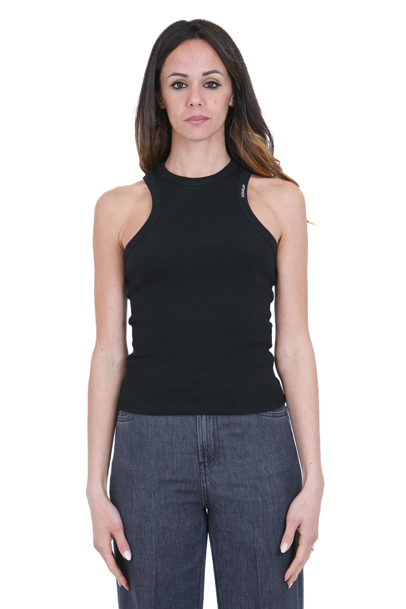 DONDUP Canotta slim a costine Canotte Nero DS071JS0314DXXX 999 