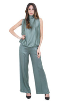SEMICOUTURE Top Eugenia in satin Top Verde marea EUGENIA-Y6SM04 S29-1 