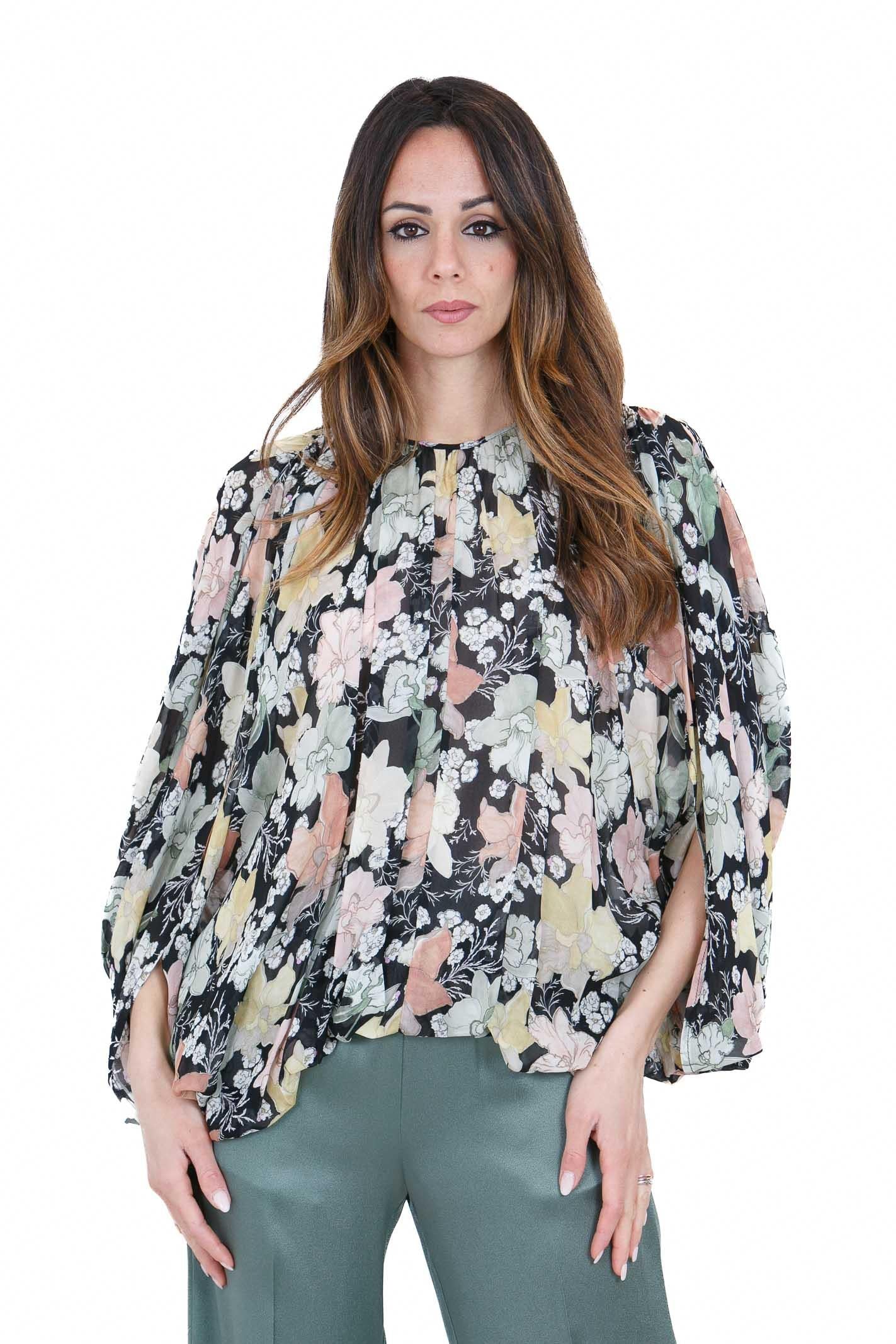SEMICOUTURE Rocio blusa stampa fiore Bluse Nero mix ROCIO-Y6SS04 FLW59 