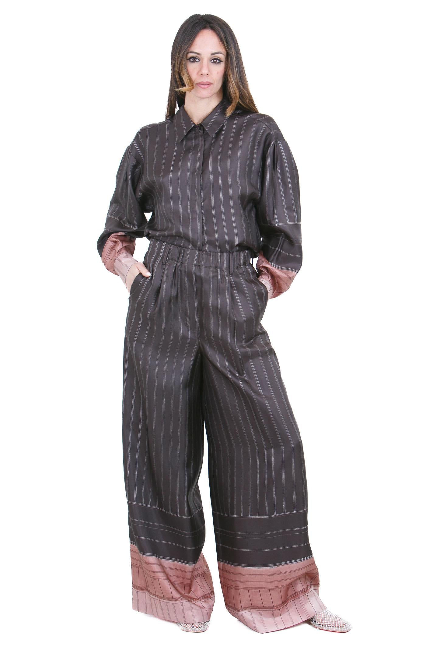ALYSI Camicia pinstripes leggermente sagomata Camicie Choco 116231-P6063 CHOCO 