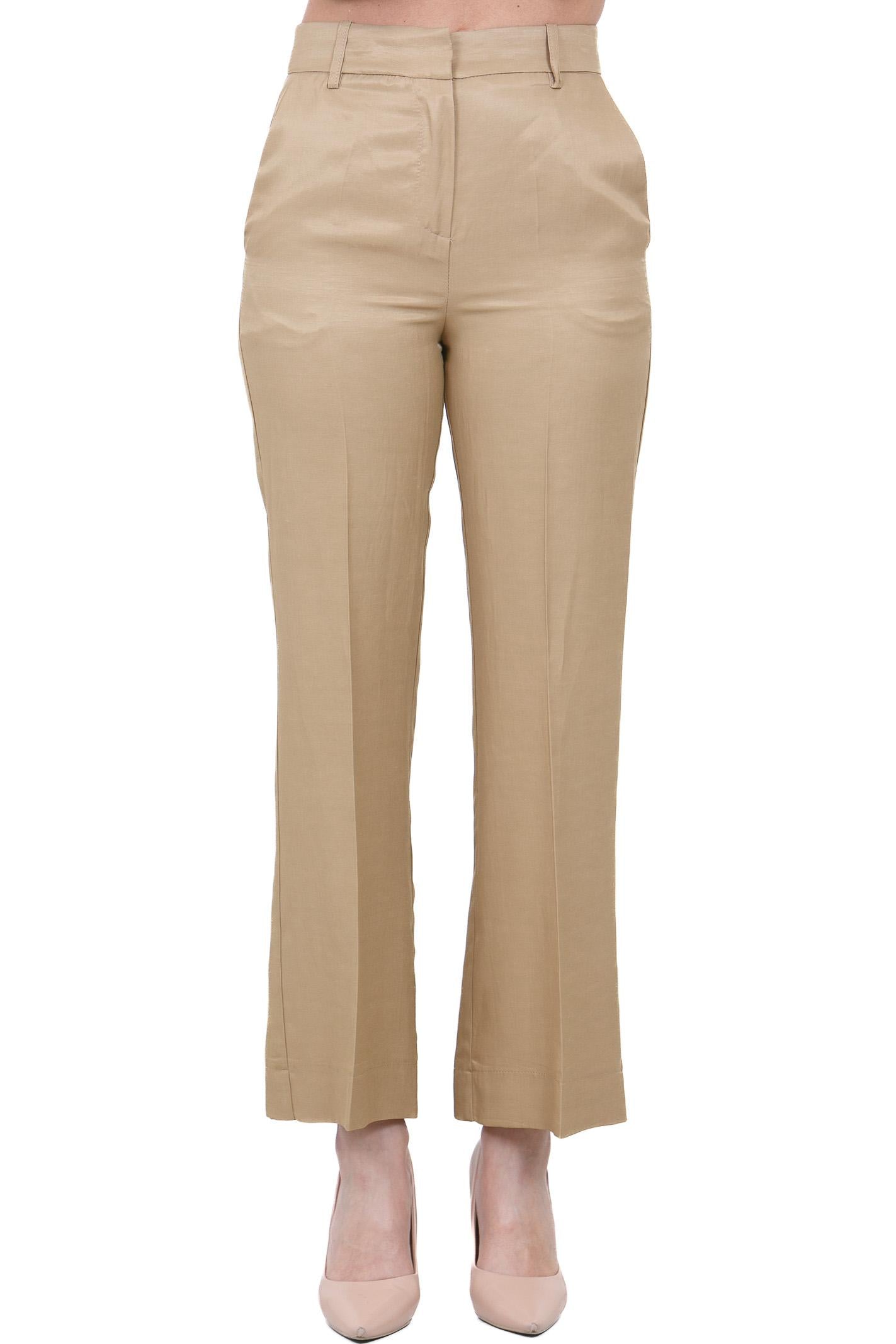 KAOS Pantaloni Sartoriali Dritti Color Cammello Taglio Cropped Pantaloni Deserto SP1CO023 6000 