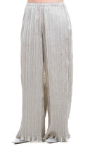 SU Pantaloni Palazzo Plissettati in Tessuto Lucido Pantaloni Silk grey S6U501 S032 