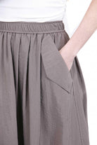 8PM Gonna Pantalone Midi Fluida con Tasche - Grigio Fango / Tortora Gonne Moka POSITANO-61G08 385 