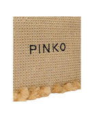 PINKO Bustina piccola in rafia con logo e nappine Borse Paglia/NERO 106718-A39Y HZ3Q 
