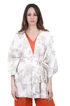 KAOS Kimono Lunghezza Media con Ricami Floreali Kaos Kimoni Panna SP1TZ017 1041 