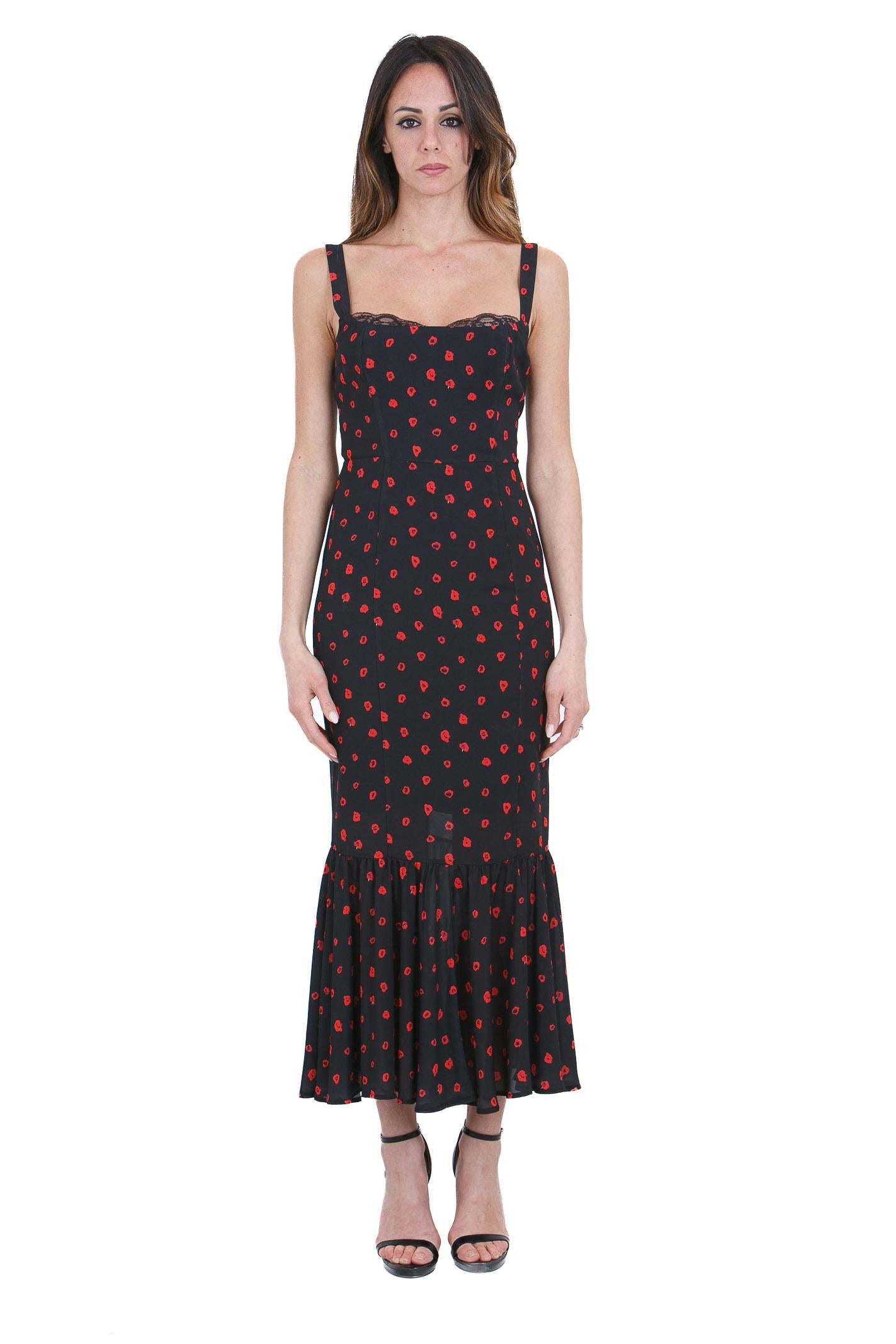 MAR DE MARGARITAS Denise abito lungo in georgette<BR/> Abiti Rose nero DENISE-01564-TMTI0001 NE134 