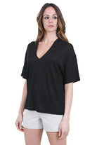 DES PETIT HAUTS  T- Shirt Noir HANNABELLE-1E260222 09000 