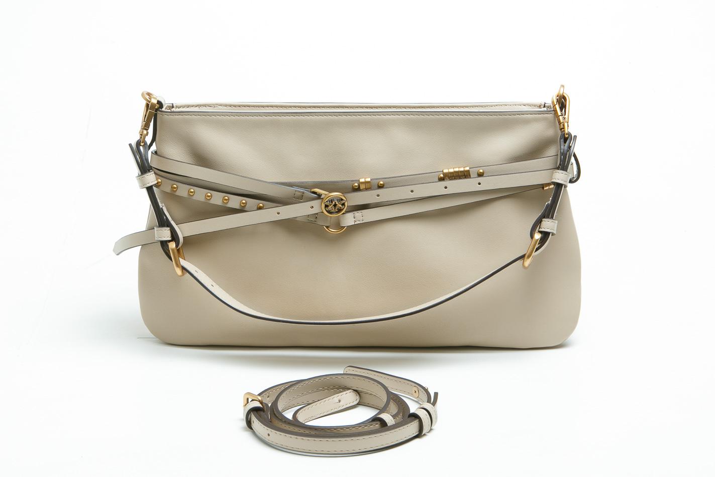 PINKO Borsa a spalla media Belt Bag in pelle Borse Beige/grigio/gold 106176-A0QO-BELTBAG C50Q 