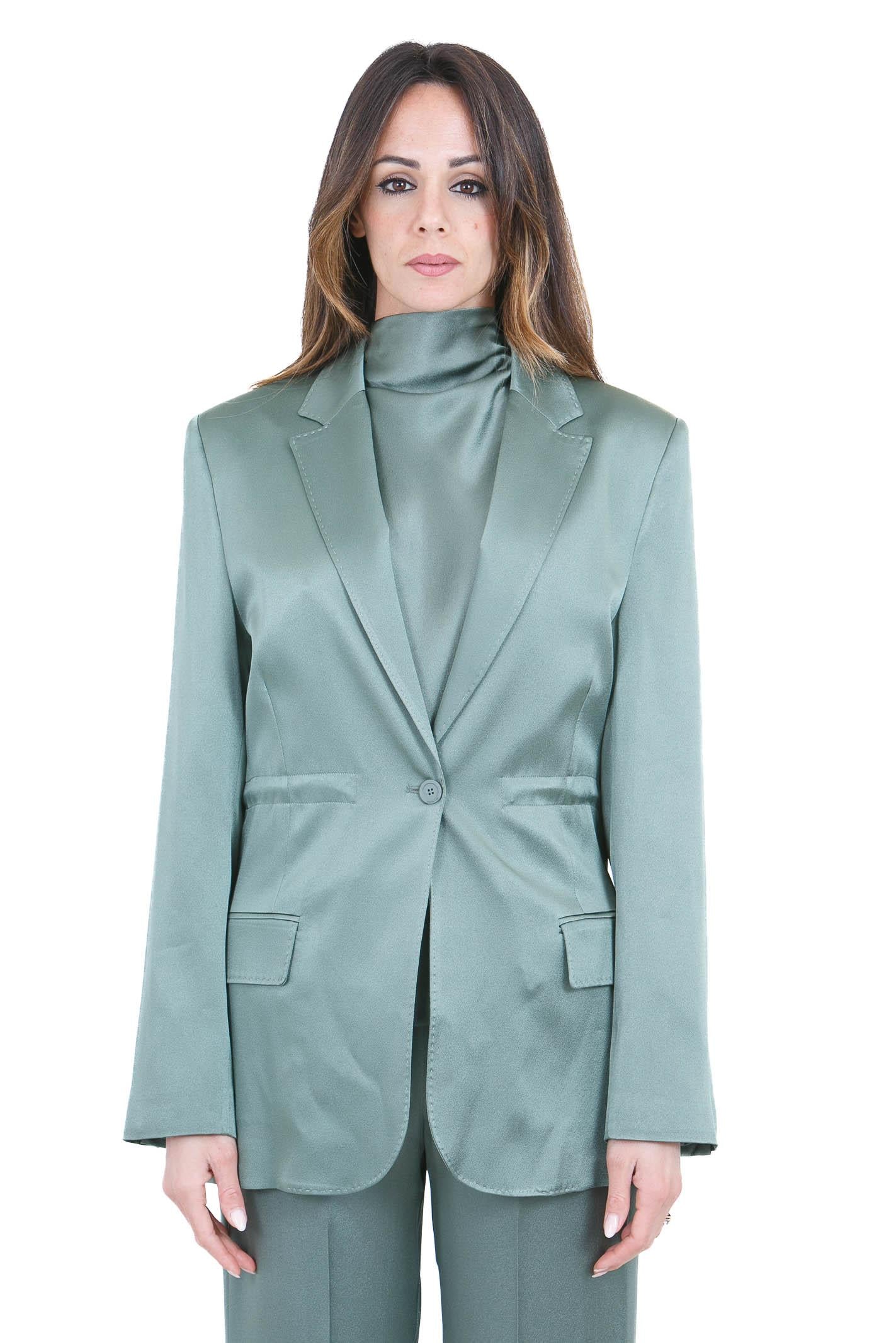 SEMICOUTURE Blazer Marta in misto seta Blazer Verde marea MARTA-Y6SM22 S29-1 