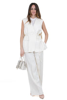 SEMICOUTURE Placida gilet con cinturino Gilet Zucchero PLACIDA-Y6SQ02 A38-1 