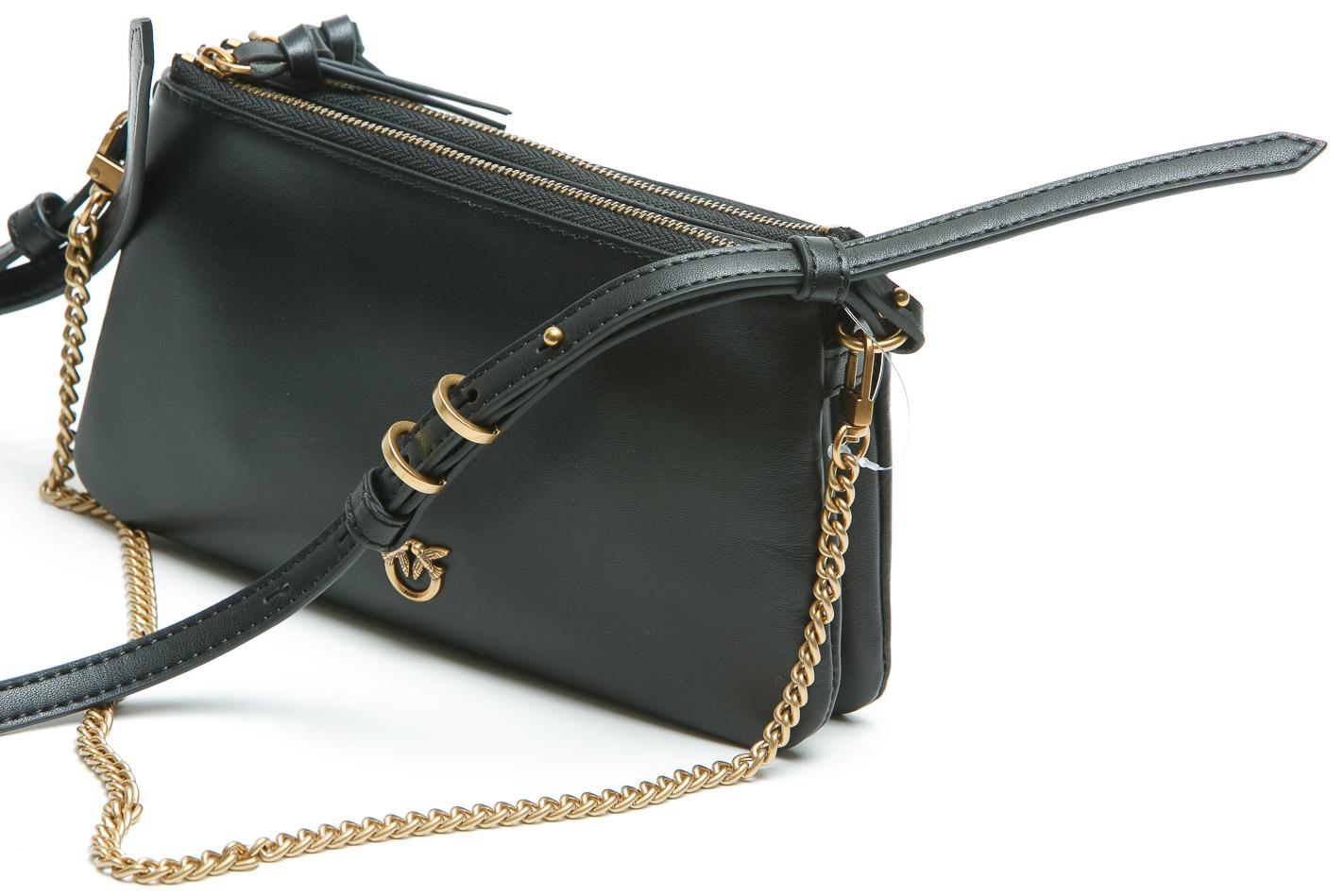 PINKO Borsa a tracolla Mini Double Bag piccola in pelle con tracolla Borse Black/gold 105359-A0QO-DOUBLEMINI Z99Q 