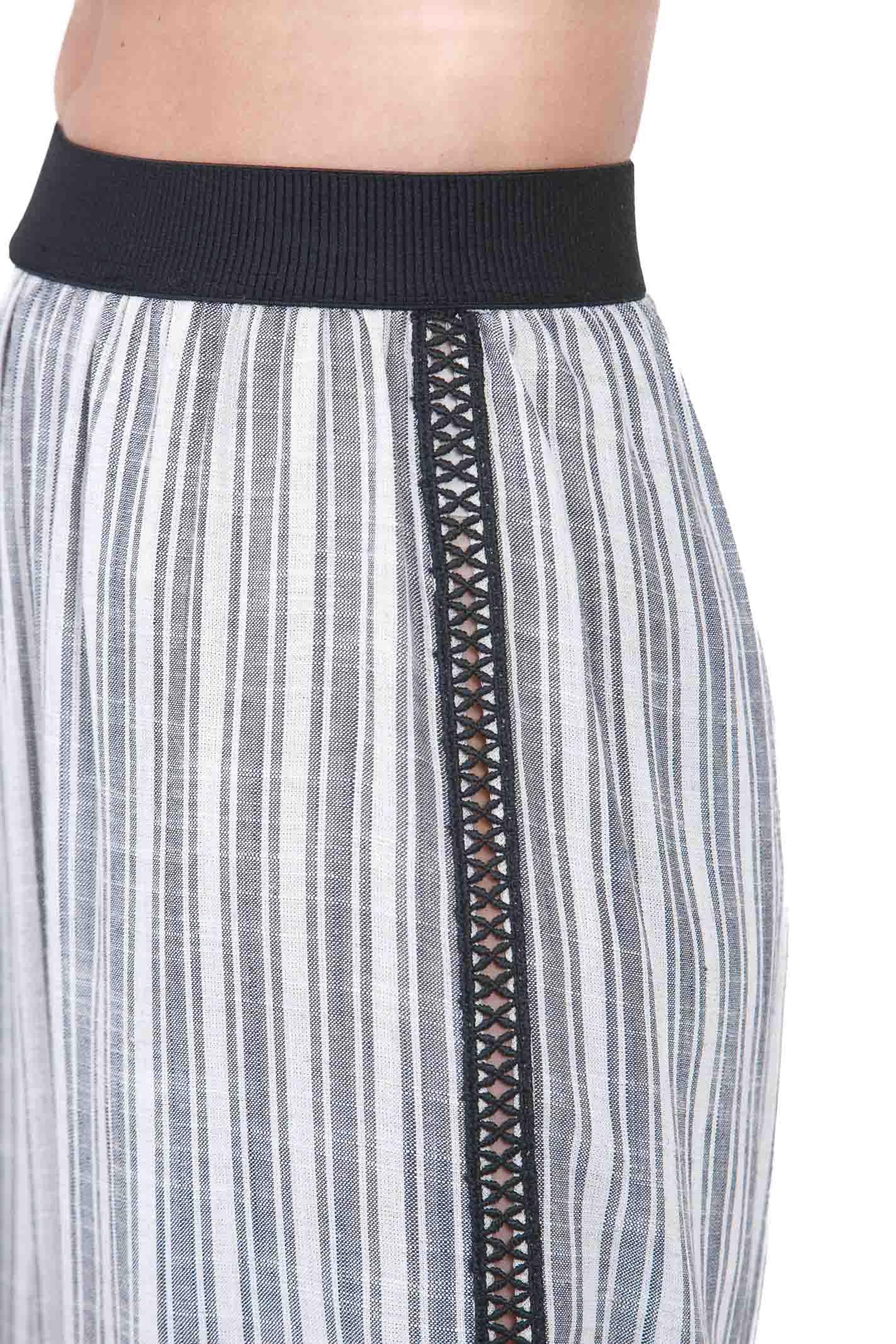 KAOS Pantalone Palazzo a Righe in Lino Misto Kaos - Volume Fluido e Fascino Folk-Chic Pantaloni Iuta SP1TZ015 1064 