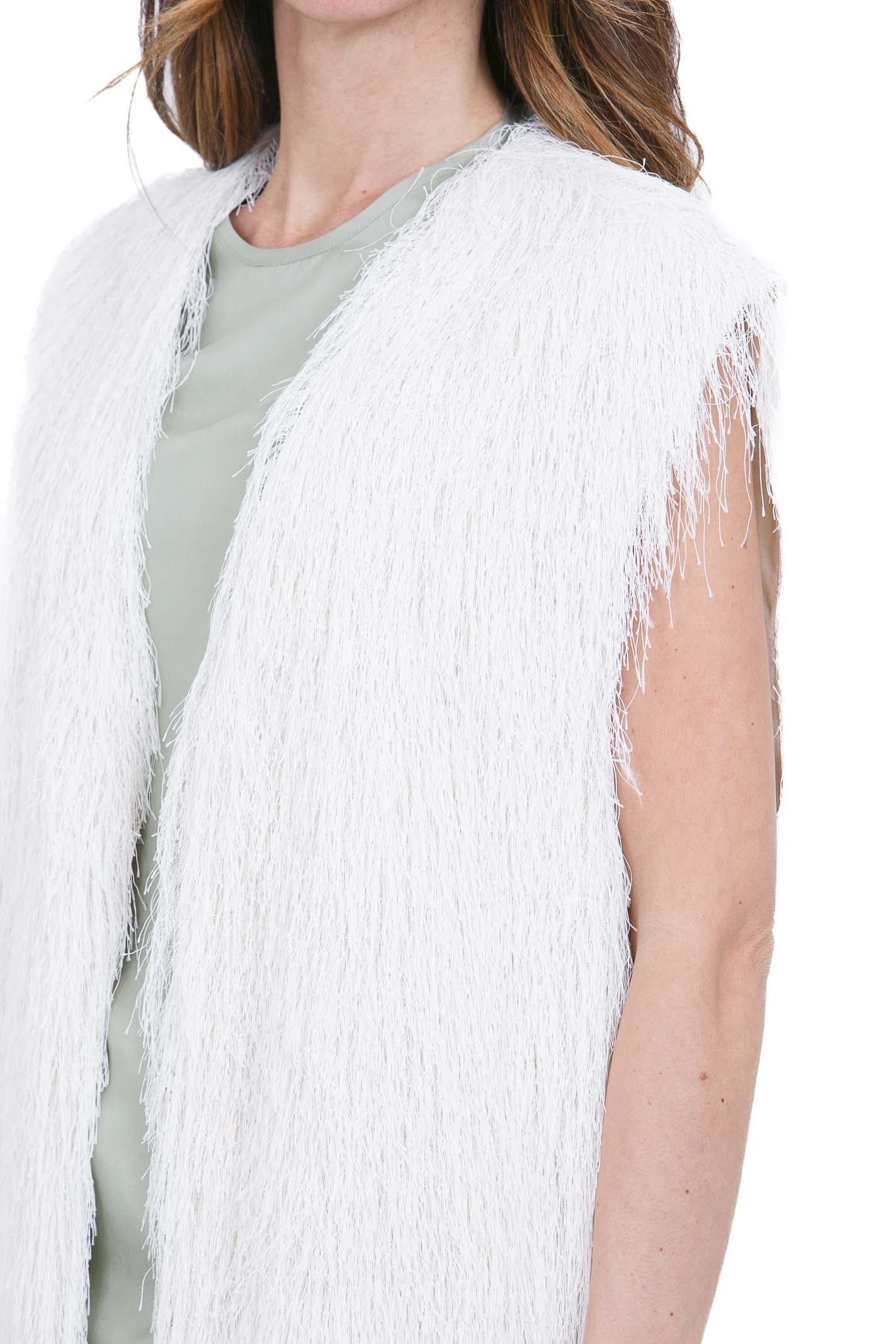 ALYSI Gilet lungo fringes Gilet Meringa 116812-P6058 MERIN 