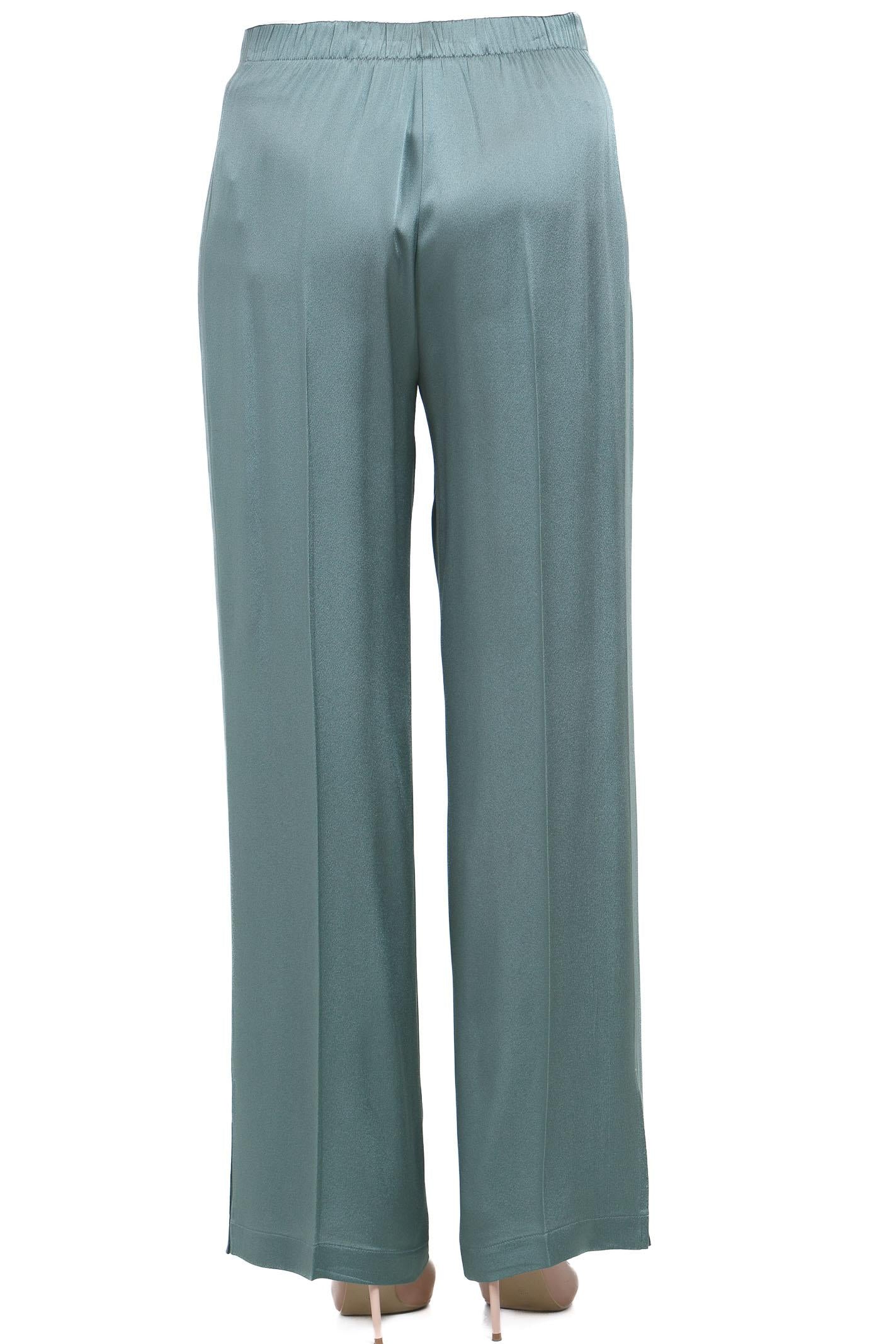 SEMICOUTURE Pantalone Lucia misto seta Pantaloni Verde marea LUCIA-Y6SM39 S29-1 