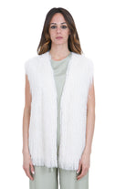 ALYSI Gilet lungo fringes Gilet Meringa 116812-P6058 MERIN 