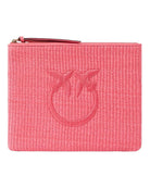 PINKO Pochette in rafia con logo Love Birds Borse Pink/Pinko 106763-A39Y N17Q 
