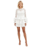 ACTUALEE Abito a balze ricamato Abiti White AB4080 WHITE 