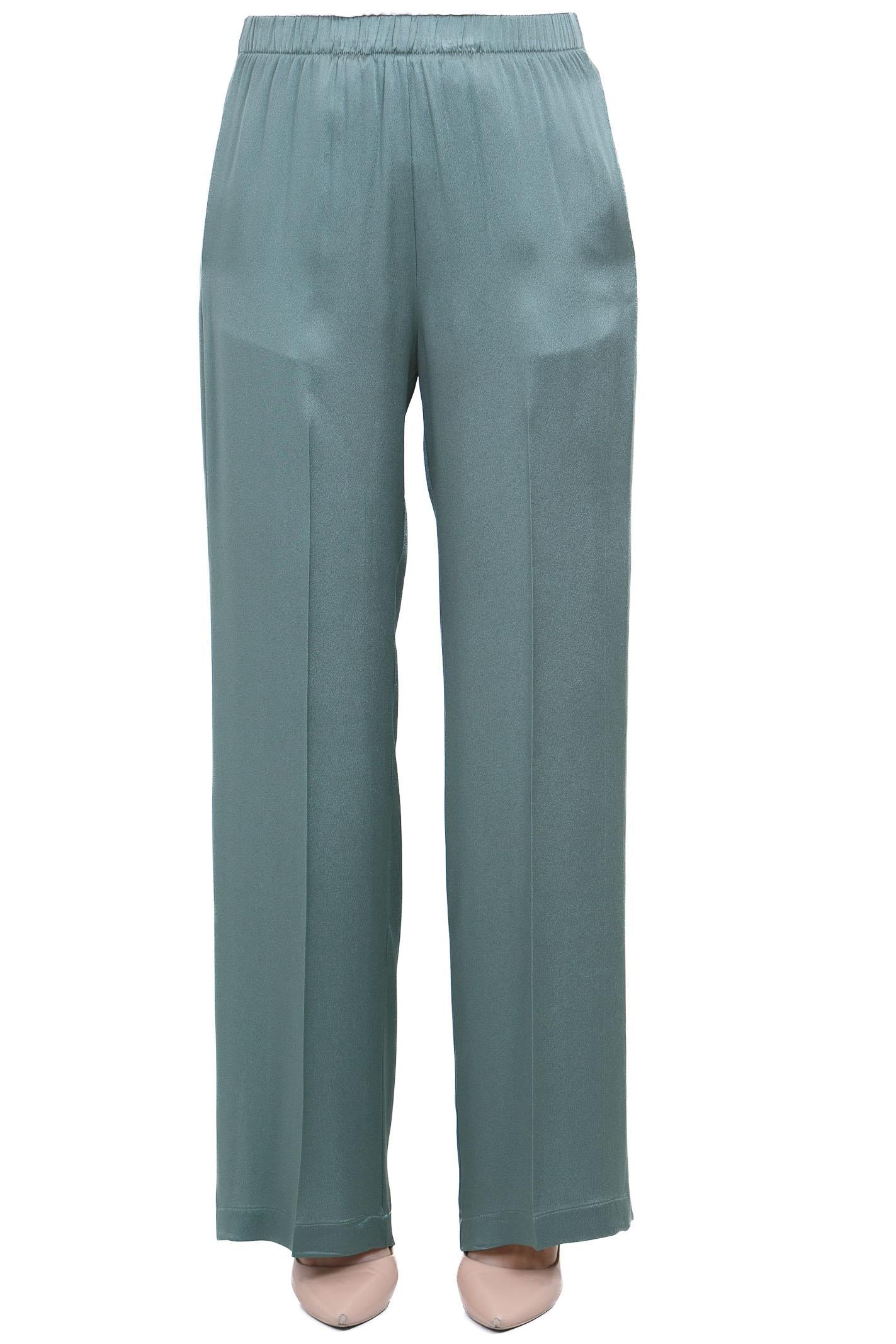 SEMICOUTURE Pantalone Lucia misto seta Pantaloni Verde marea LUCIA-Y6SM39 S29-1 