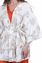 KAOS Kimono Lunghezza Media con Ricami Floreali Kaos Kimoni Panna SP1TZ017 1041 